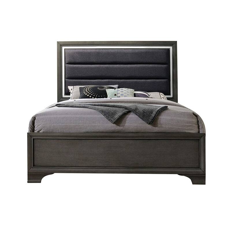 Fabric Upholstered Bed in Gray Finish - King