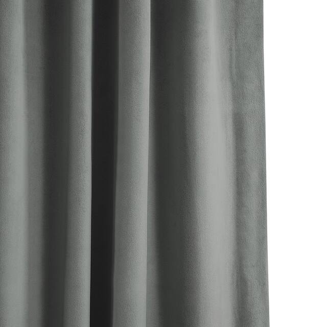 Exclusive Fabrics Signature Silver Grey Blackout Velvet Curtain Panel