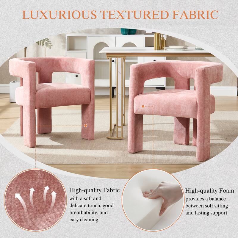 Pink Barrel Chair Side Chair Accent Chair Set of 2, Modern Reading Chair Beige Reception Chair Kitchen Chair