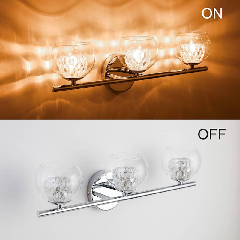 3-Light Modern Bath Wall Mounted Lights with Glass Shade