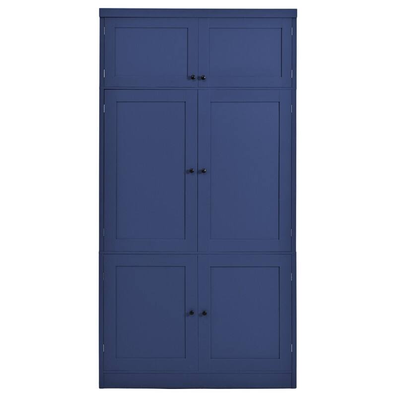 Modern 80.1" Tall Freestanding Kitchen Pantry Cabinet with Adjustable Shelves and 2 Power Outlets