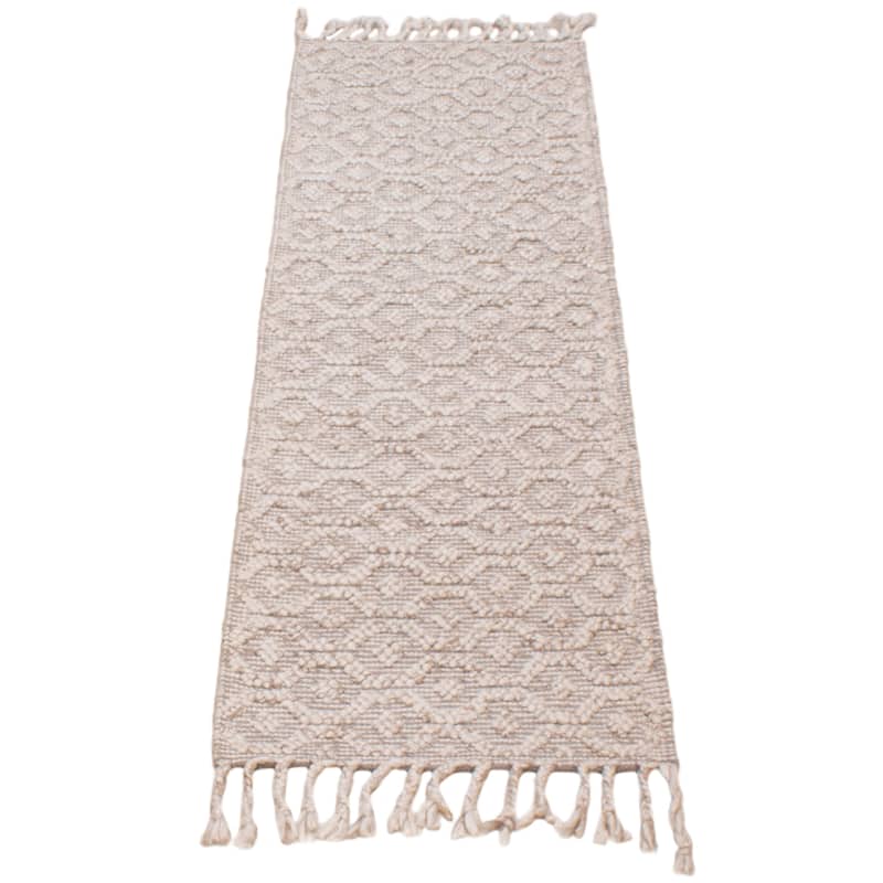 ECARPETGALLERY Braid weave Sienna Cream Wool Rug - 2'3 x 7'8