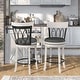preview thumbnail 2 of 33, Wynn Contemporary Wood and Fabric Swivel Bar Height Chairs (Set of 2) by Furniture of America Sea White/Dark Grey - Counter Height - 23-28 in.