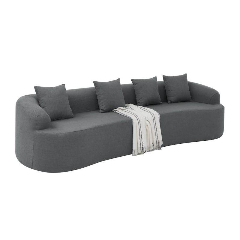 104" Modern Lamb's Wool Fabric Curved Modular Sectional Sofa