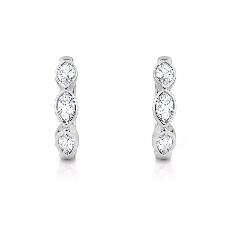 Auriya 14k Gold Lab Grown Diamond Marquise Bezel Hoop Earrings 1.00 to 4.00 ct. tw. (F-G VS) - White