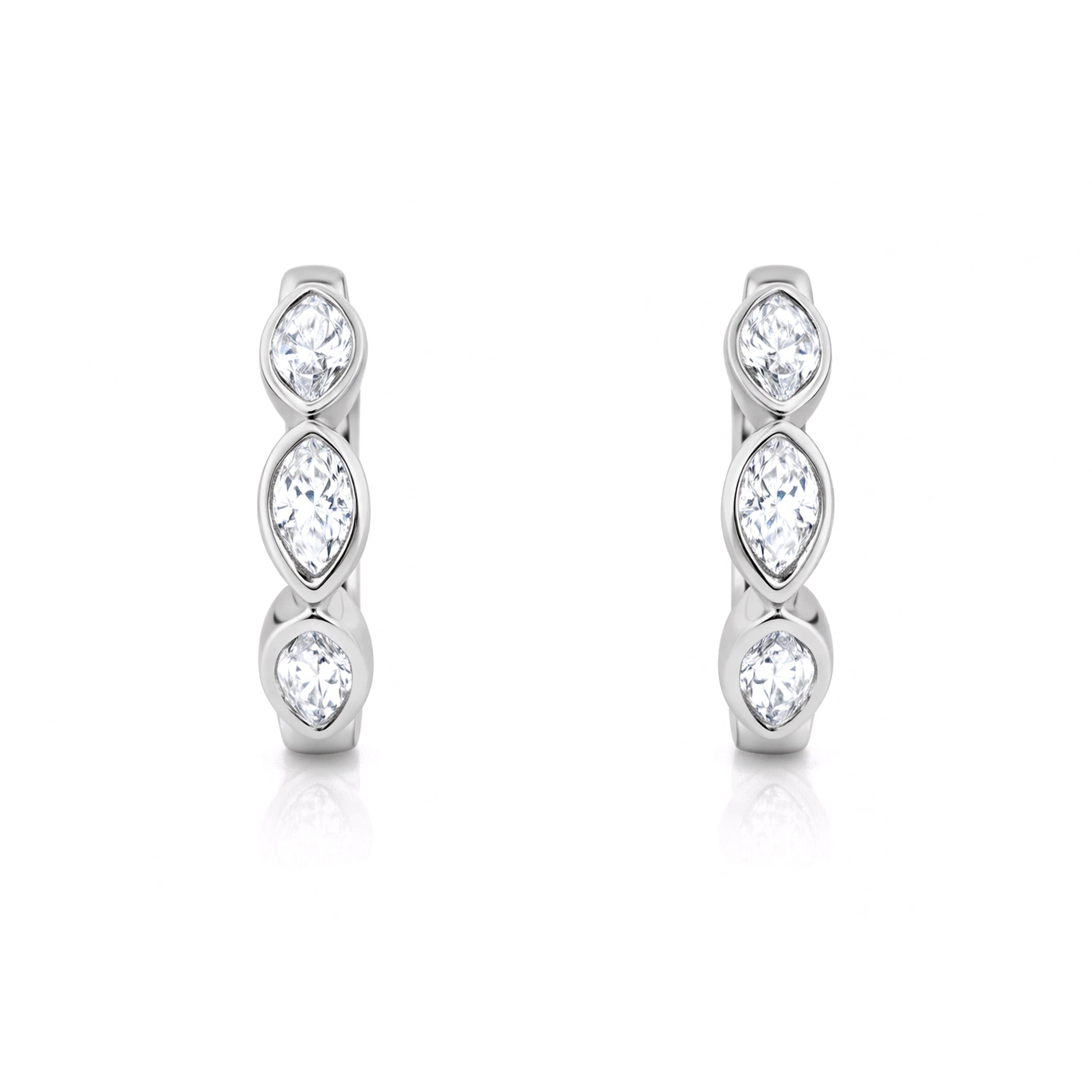Auriya 14k Gold Lab Grown Diamond Marquise Bezel Hoop Earrings 1.00 to 4.00 ct. tw. (F-G VS)