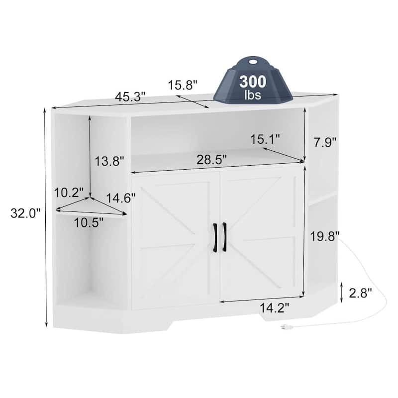 Corner Tv Stand for Tvs Up to 55 Inch with Power Outlet, Entertainment Center - N/A