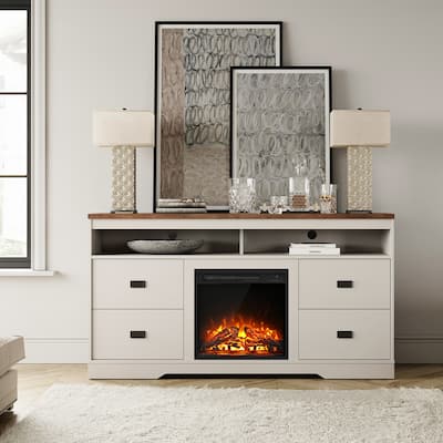 Farmhouse Sideboard Buffet Cabinet with Fireplace,59” - 59 inch