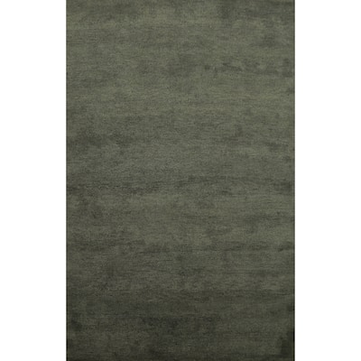Hand Knotted Oriental 100% Wool Carpet Modern Solid Green Gabbeh Area Rug - 7' 11'' X 5' 6''