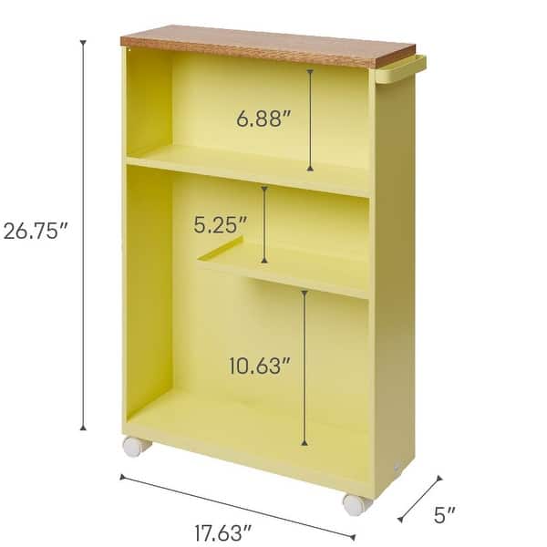 dimension image slide 0 of 3, Yamazaki Home Rolling Storage Cart, Steel, Minimal Assembly - L 18.7 x W 5.12 x H 26.97 inches
