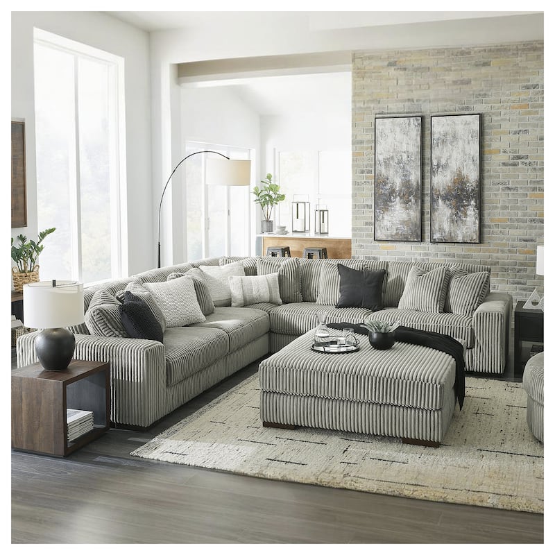 Signature Design by Ashley Lindyn 5-Piece Sectional - 133"W x 133"D x 38"H - Fog