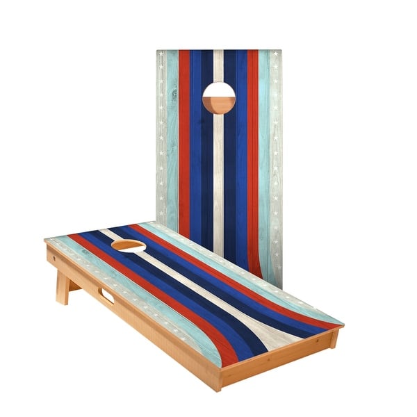 slide 2 of 5, American Moto Curved Stripes Cornhole Boards NO Bags - Add Board Lights