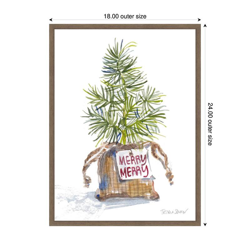 Kate and Laurel Framed Canvas Merry Seedling In Burlap by Patricia Shaw
