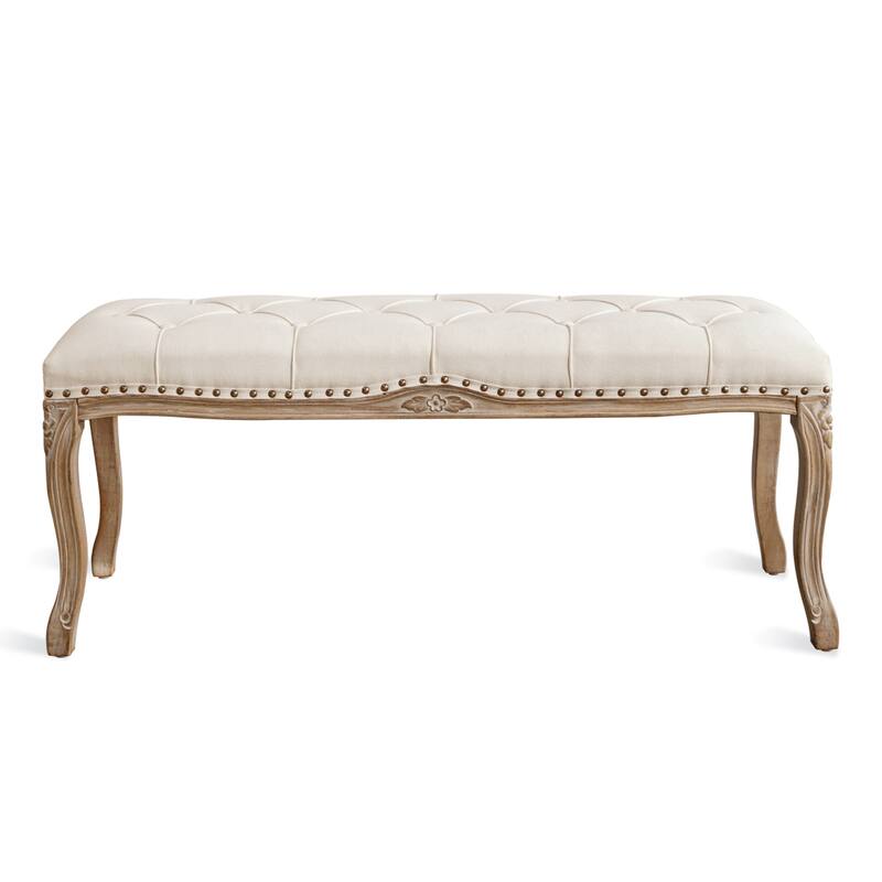 Retro Patterned Legs 45.2In.W Padded Bench - 45.2" W X 14.6" D X 18.3" H