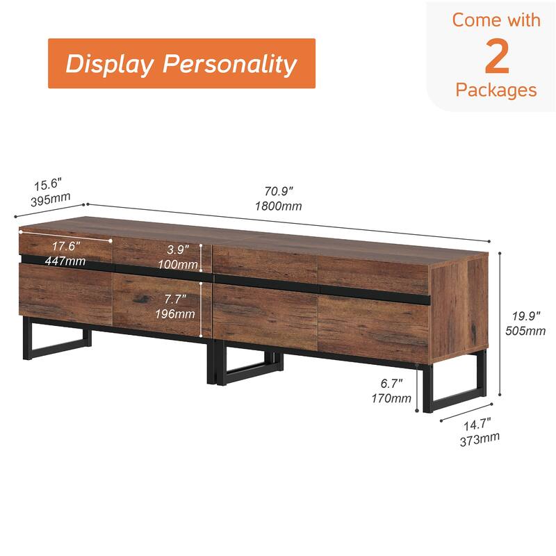 WAMPAT Modern TV Stand Entertainment Center TV Console with Storage Cabinets