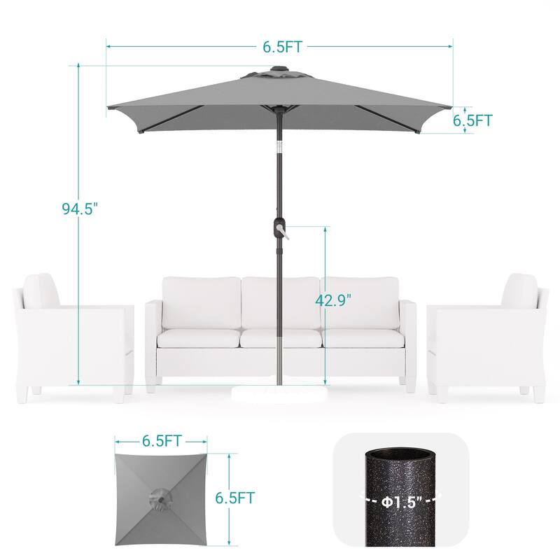 BONOSUKI 6.5x6.5Ft Patio Market Umbrella Weather-Resistant Frame