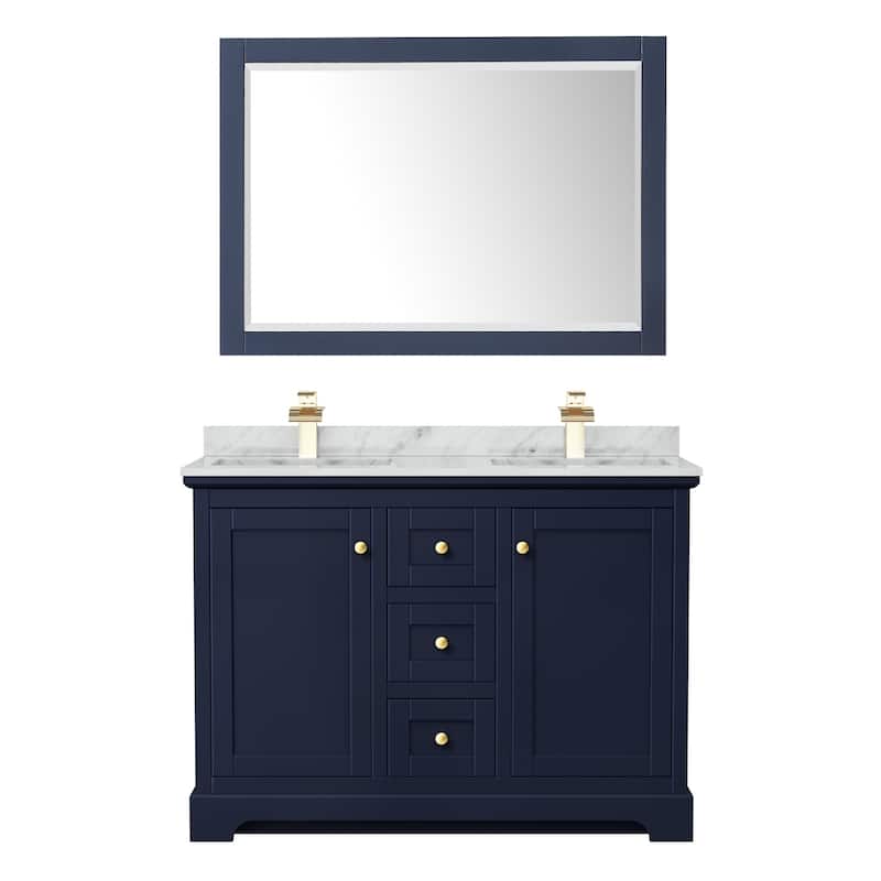 Avery 48-Inch Double Vanity Set with Square Sinks, 46-Inch Mirror