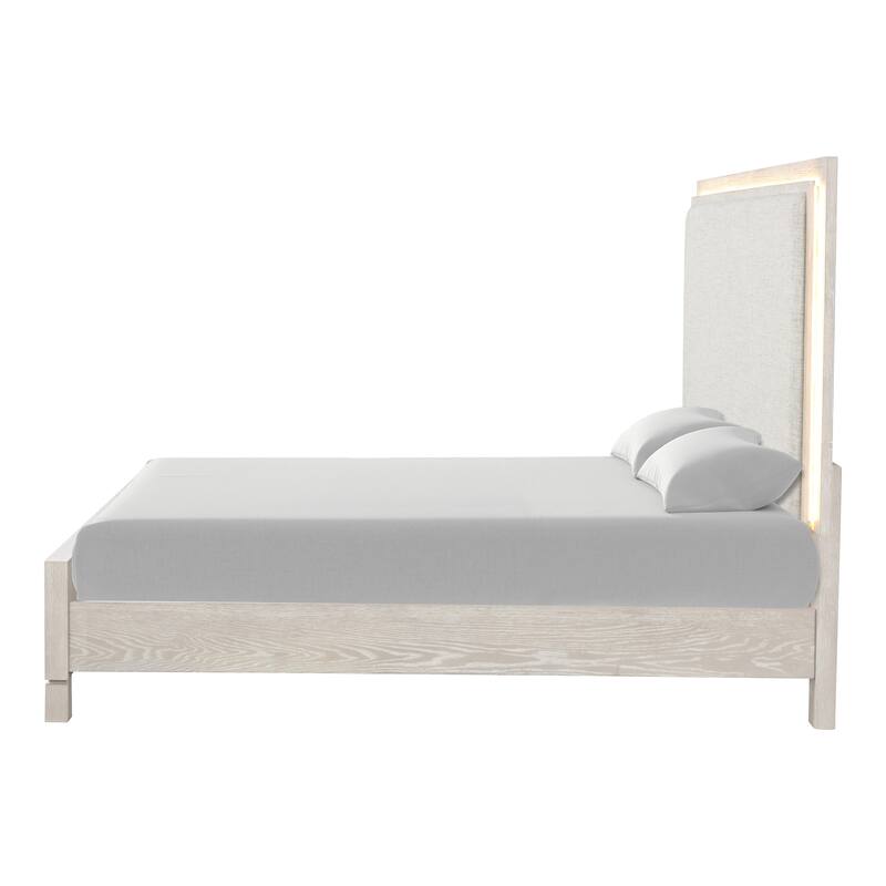 Furniture of America Nansice 6-Piece Weathered Grey Wood Panel Bedroom Set with LED Headboard