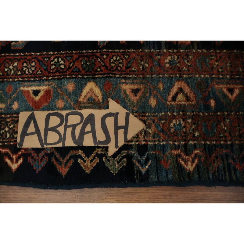 Hand Knotted Oriental 100% Wool Carpet Traditional Floral Navy Blue & Blues Hamedan Area Rug - 6' 6'' X 4' 5''