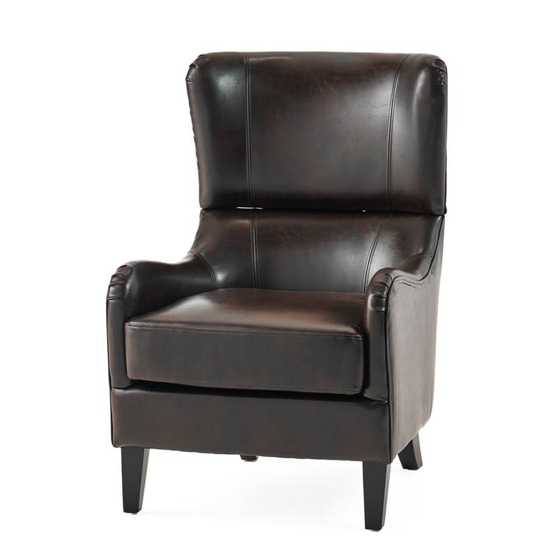 Modern 27" High Back Accent Chair with Birch Wood Legs and Wing Back for Living Room