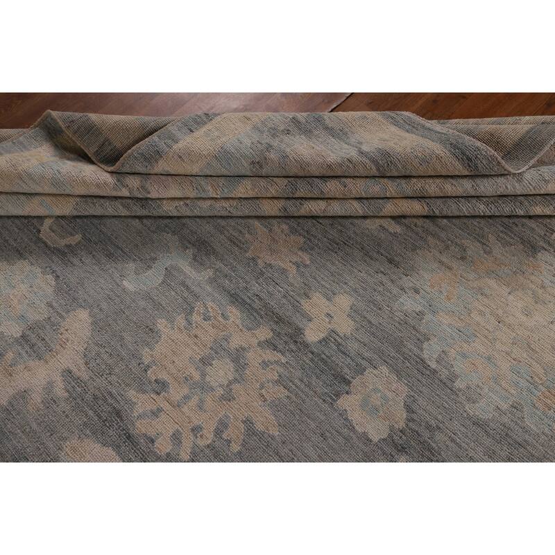 Vegetable Dye Floral Oriental Oushak Turkish Rug Handmade Wool Carpet - 9'5"x 11'9"