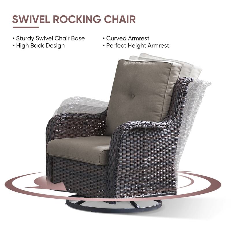 Gymojoy 4-Piece Patio Sofa with Swivel Glider Chair Set