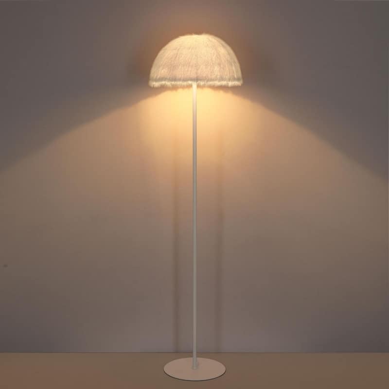 Acroma 63" Blush Pink Feather Floor Lamp with Dome Shade - 1-light