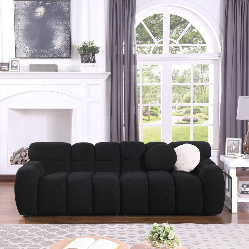 Modern 3-Seat Boucle Sofa with Clean Lines and Plush Cushions