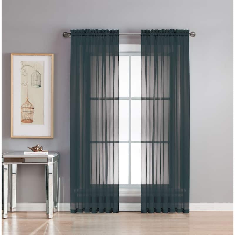 Window Elements Diamond Sheer Voile Extra Wide Curtains (Set of 2)