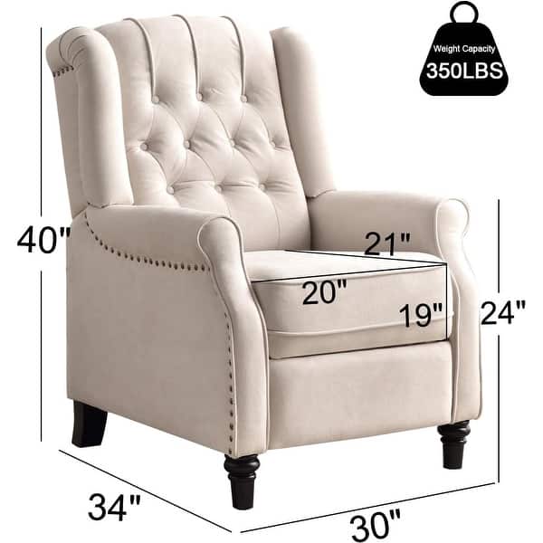 dimension image slide 0 of 5, Pushback Recliner Chair, Fabric Armchair Push Back Recliner with Rivet Decoration, Single Sofa Accent Chair