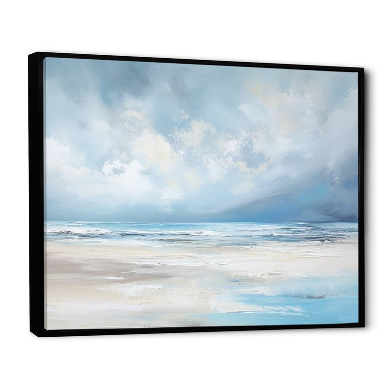 Designart "Coastal Beach Minimal Scenery " Coastal Ocean Framed Wall Art Living Room