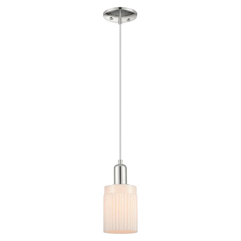 Innovations Lighting Endless Possibilities Arcadia - Hadley - 1 Light 5" Cord Hung Mini Pendant - Polished Nickel/Matte White