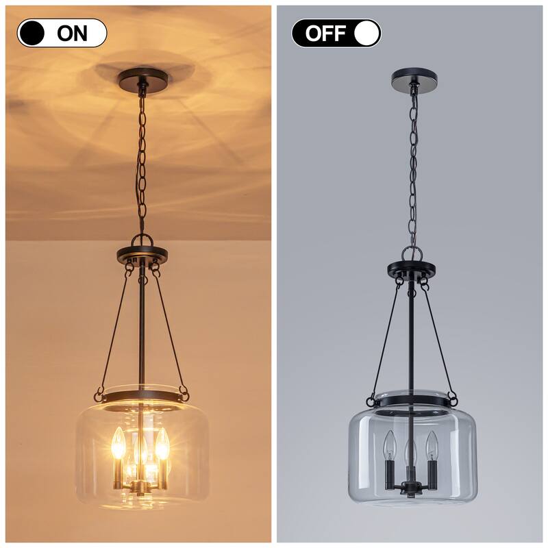 Starsky 3-Light Lantern Drum Chandelier with Thick Clear Glass Shade