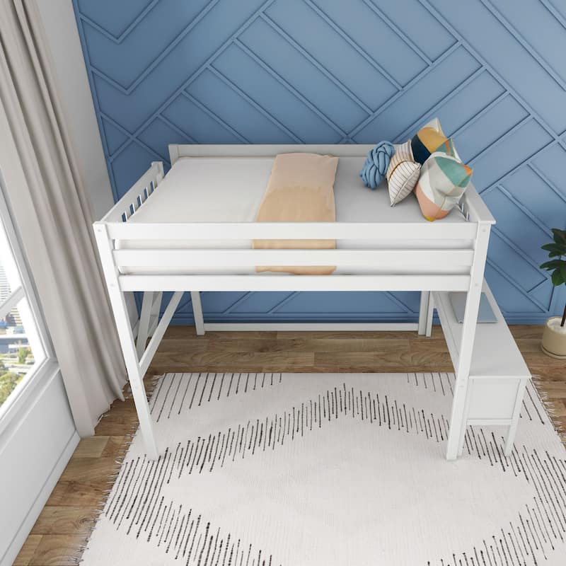 Max and Lily Full-Size High Loft Bed with Desk