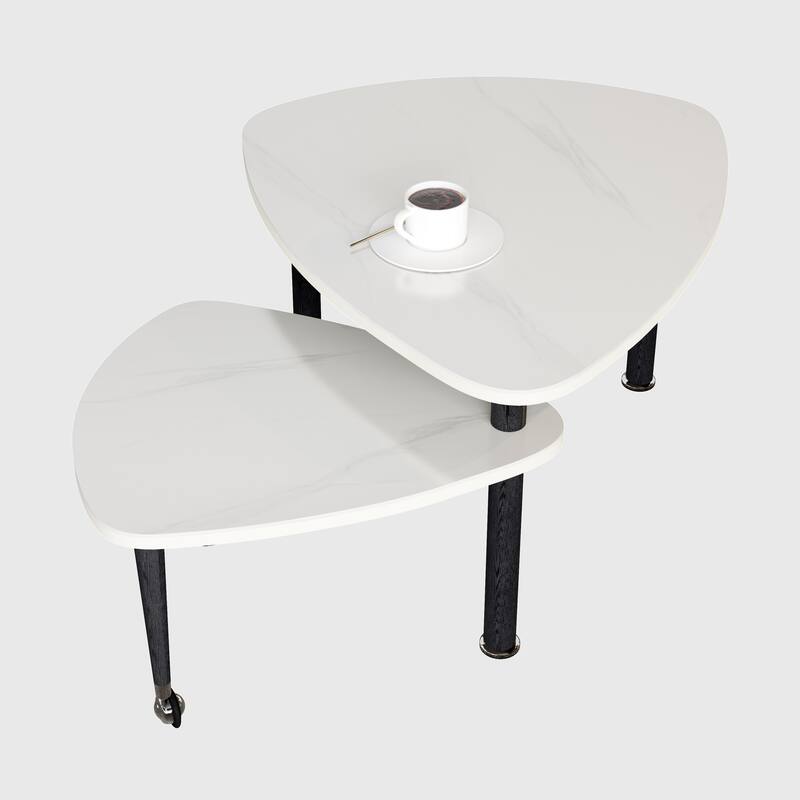 360 degree Rotatable modern Coffee Table for Living Room, solid wood legs with simply assemble Cocktail Table