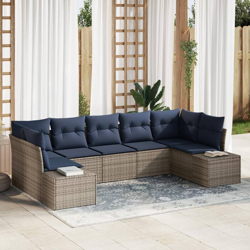 vidaXL 7 Piece Garden Sofa Set with Cushions - 113.8×60.6×27.2 - Grey