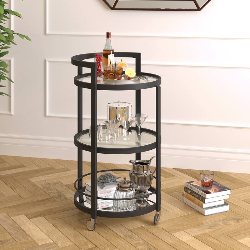Hause 21'' Wide Round Bar Cart - 21" Wide