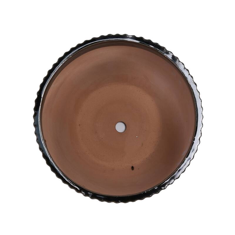 Handmade Dark Coffee Ceramic Planter Set of 4 (6.5" to 14.17" Length), Indoor/Outdoor Flower Pot for Succulents