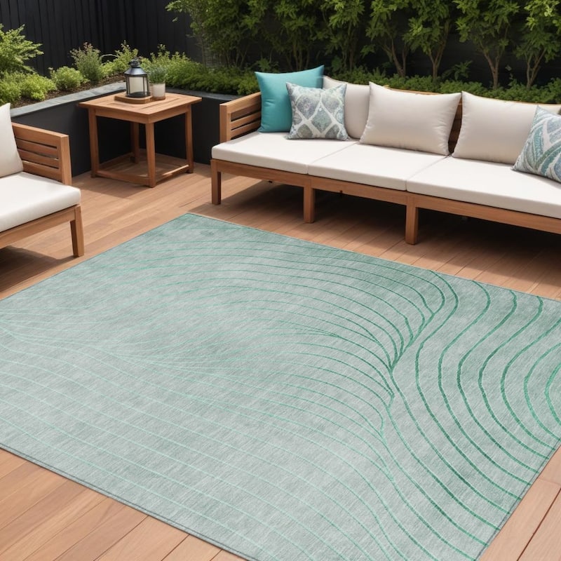 HomeRoots Abstract Transitional Rectangle Outdoor Rug - 9' X 12'