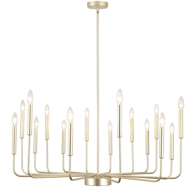 16-Light Metal Rustic Modern Candle Chandelier Fixturesfor Living Room Kitchen Foyer Bedroom