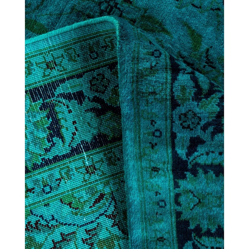 Overton Hand Knotted Wool Vintage Inspired Modern Contemporary Overdyed Blue Area Rug - 4' 2" x 6' 4"