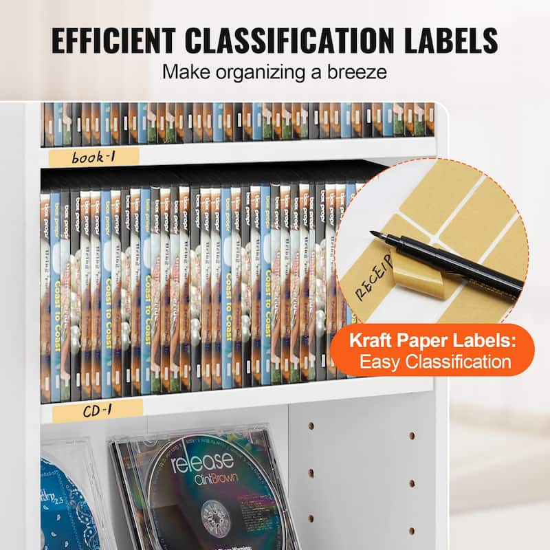 Media Storage Cabinet, DVD Cabinet with Doors and Shelves, CD Storage, Adjustable DVD Shelf, Protects & Organizes Music