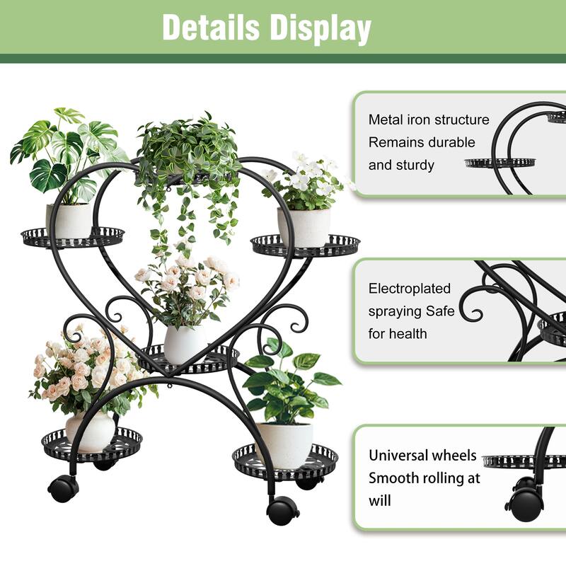 Large Plant Stand Moveable Plant Shelf Flower Stand Cart
