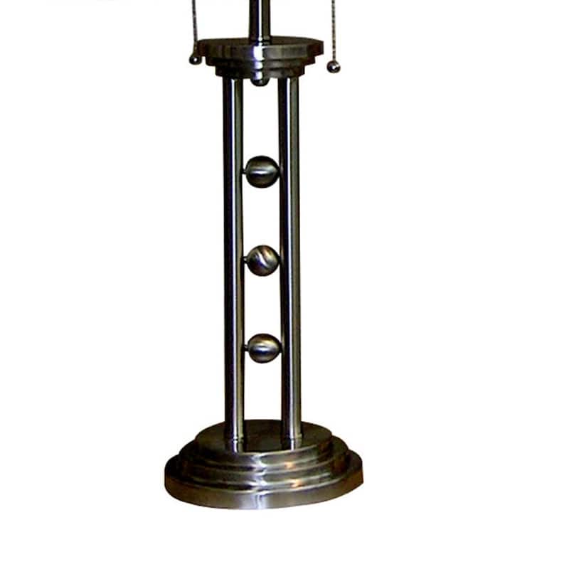 27" Tall Metal "Silver Tone" Table Lamp with Silver finish, White Linen Shade