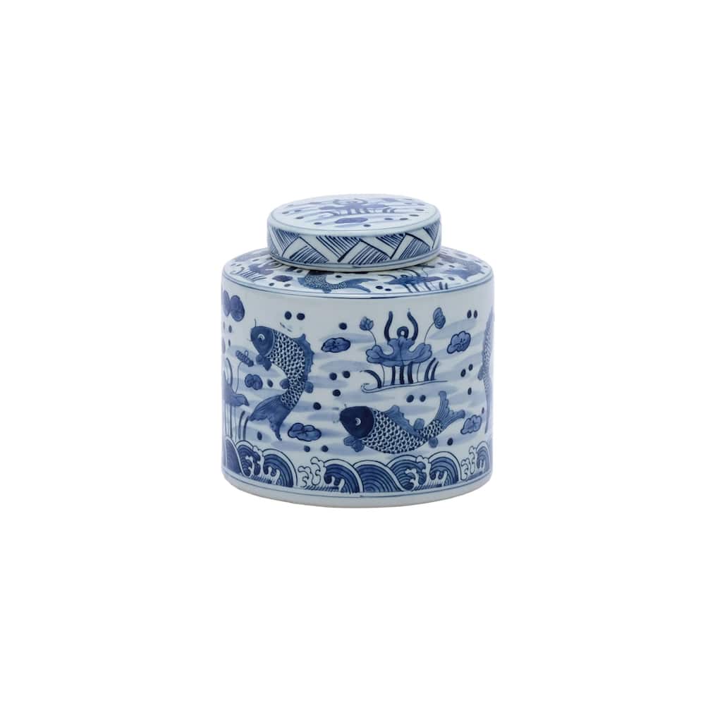 Handmade Fish Cylinder Tea Decorative Jar