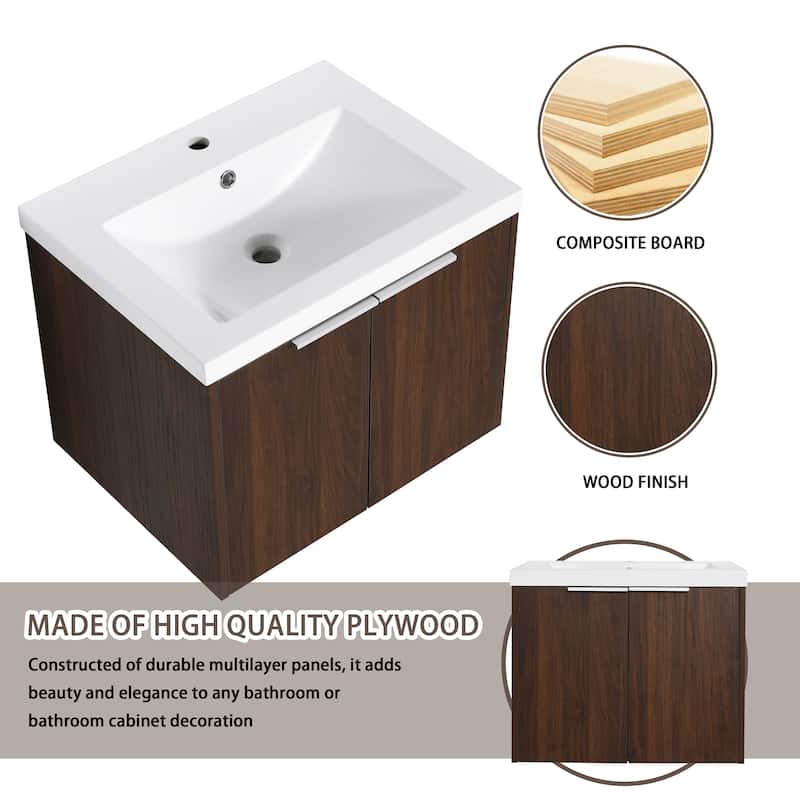 Bathroom Vanity With Sink In 24/30/36 Inch, Floating Bathroom Vanity With Soft Close Door