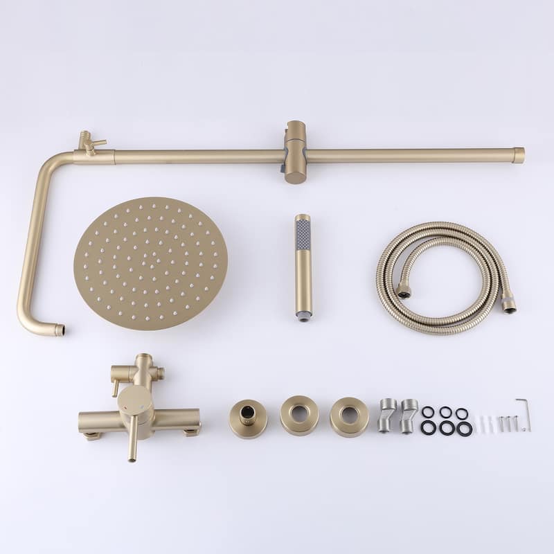 Outdoor 10 Inch Round Rain Shower Set with Handheld Shower (Adjustable Slider)