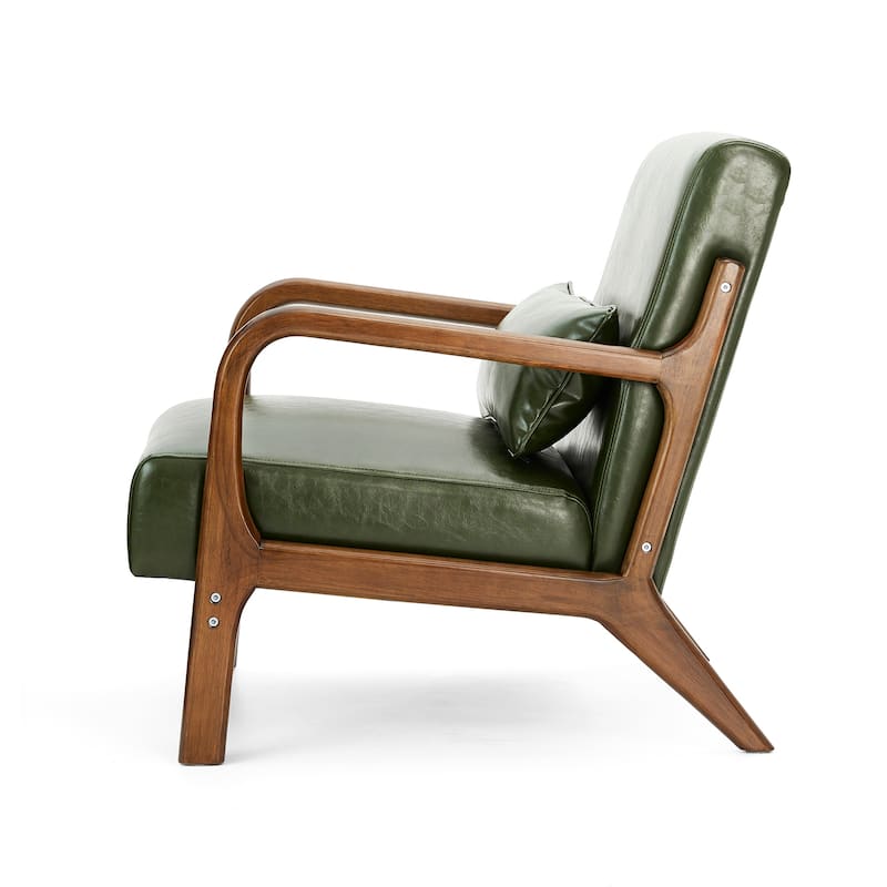 Glitzhome Set of 2 30.75"H Mid-Century Modern PU Leather Accent Chairs with Cushion - 25.75"W x 33.75"D x 30.75"H