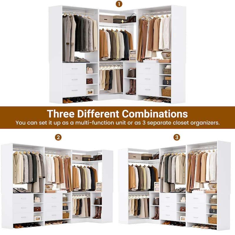 Cimly Set of 3 Freestanding Corner Closet System, Space-saving Closet Organizer for Walk-in/ Reach-in Closet