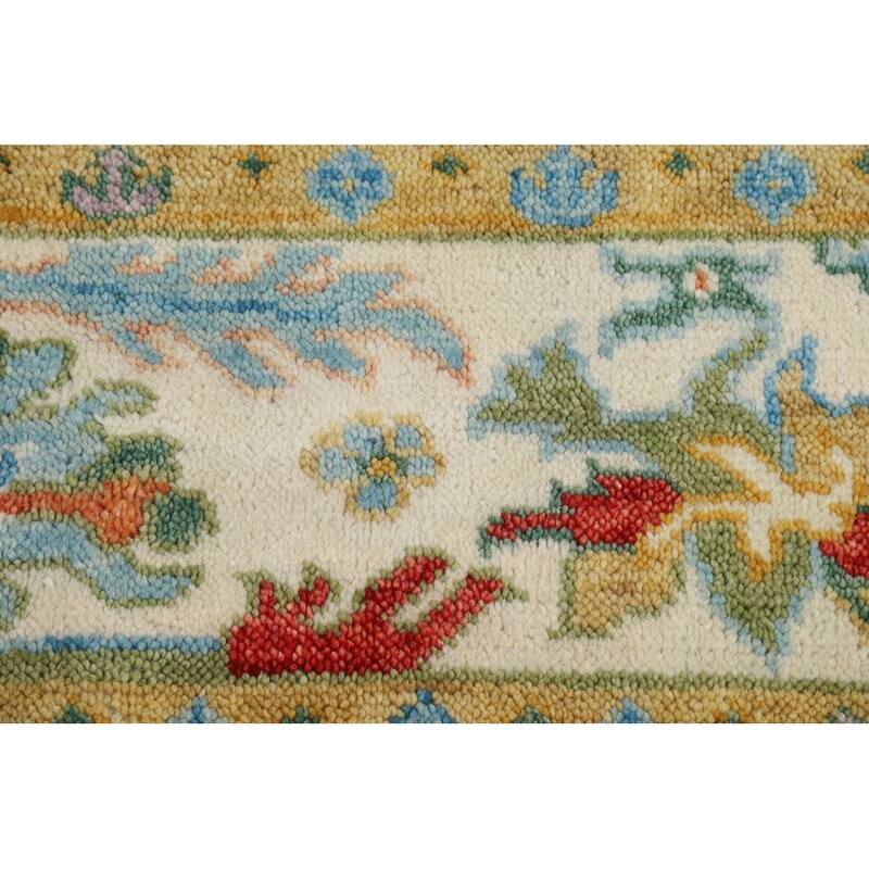 Light Blue Oushak Indian Area Rug Hand-Knotted Wool Carpet - 7'11"x 9'7"